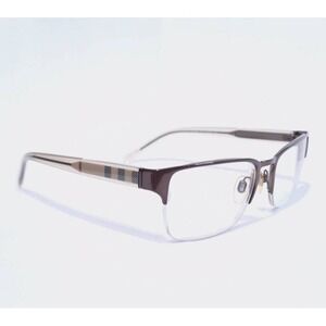 Burberry Eyeglasses Plaid Half Rim Frame B1297 1212 Brown/Clear Italy 54[]18 145